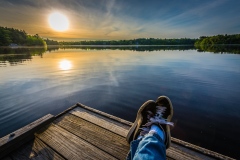 Hanging ten on the dock.